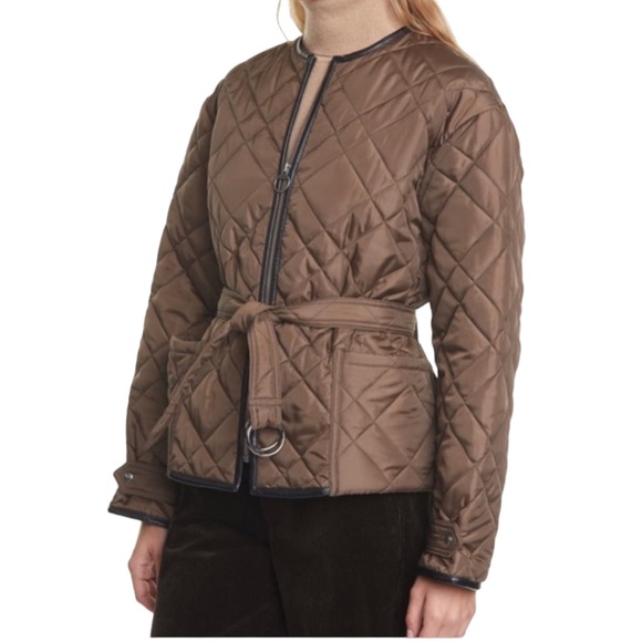 NWT Polo Ralph Lauren Belted Quilted Jacket Leather Trim - Picture 2 of 16